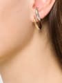 thumb Two color Brass Geometric Classic Hoop S shaped Earring 2