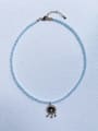 thumb N-DIY-0025 Natural  Gemstone Crystal Beads Chain Palm Pendant Handmade Beaded Necklace 2