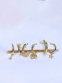 thumb Brass Cubic Zirconia Pentagram Heart Minimalist Huggie Earring 1