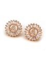thumb Brass Rose Gold Plated White CZ 26 Letters Stud Earring 0