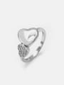 thumb Brass Cubic Zirconia Heart Minimalist Band Ring 0