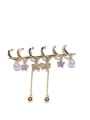thumb Brass Cubic Zirconia Flower Tassel  Cute Huggie Earring Set 2
