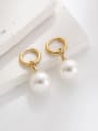 thumb Stainless steel Imitation Pearl Geometric Minimalist Huggie Earring 2