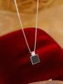 thumb 925 Sterling Silver Carnelian Square Minimalist Necklace 2