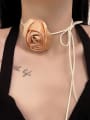 thumb Silk Flower Choker Rose Necklace with 4 colors 2