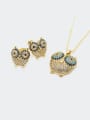 thumb Brass Cubic Zirconia  Cute Eagle Earring and Necklace Set 0