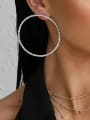 thumb Brass Cubic Zirconia Round Hoop Earring 1