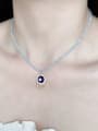 thumb N-DIY-0025 Natural  Gemstone Crystal Beads Chain Palm Pendant Handmade Beaded Necklace 1