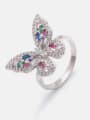 thumb Brass Cubic Zirconia Butterfly Cute Band Ring 3