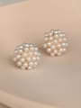 thumb Brass Stud Pearl Earring with 925 Silver Needle 3