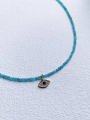 thumb N-DIY-0018 Blue Apatite Chain Evil Eye Pendant Hip Hop Handmade Beaded Necklace 2