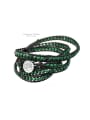 thumb Alloy Malchite Green Round Vintage Handmade Weave Bracelet 2