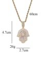 thumb Brass Cubic Zirconia 3mm Twists Chain Hip Hop Cuban Necklace 3