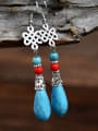 thumb Alloy Turquoise Green Water Drop Vintage Drop Earring 1