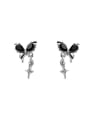 thumb Alloy Cubic Zirconia Black Butterfly Dainty Stud Earring 0
