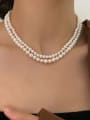 thumb Brass Freshwater Pearl Irregular Minimalist Beaded Necklace 2