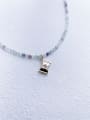 thumb N-DIY-0029 Natural Gemstone Crystal Beads Chain Hand Pendant Handmade Beaded Necklace 1