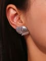 thumb Stainless steel Fan-Shaped Striped Crossed Earring 1