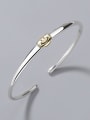 thumb 925 Sterling Silver Face Classic smile Cuff Bangle 0