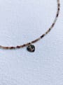 thumb N-DIY-0013 Brass Brown Agate Chain Heart letter Pendant Bohemia Handmade Beaded Necklace 0