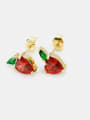 thumb Brass Cubic Zirconia Heart Cute Stud Earring 3