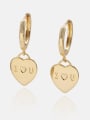 thumb Brass Heart Letter Minimalist Huggie Earring 0