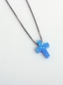thumb 925 Sterling Silver Synthetic Opal Cross Initials Necklace 0