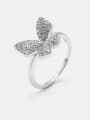 thumb Brass Cubic Zirconia Butterfly Cute Band Ring 2