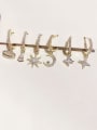 thumb Brass Cubic Zirconia Star Cute Huggie Earring 0