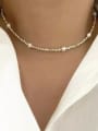 thumb HematiteFreshwater Pearl Geometric Dainty Beaded Necklace 1