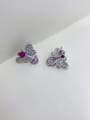 thumb 925 Sterling Silver Purple Cluster Earring 1