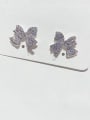 thumb Brass Cubic Zirconia Butterfly Minimalist Stud Earring 0
