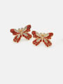thumb Brass Cubic Zirconia Enamel Butterfly Cute Stud Earring 0