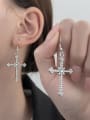 thumb Zinc Alloy Cubic Zirconia White Cross Drop Earring 1