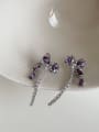 thumb Alloy Cubic Zirconia Purple Bowknot Dainty Stud Earring 1