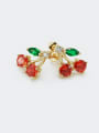 thumb Brass Cubic Zirconia Friut Cherry Cute Stud Earring 0