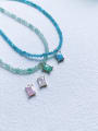 thumb N-DIY-0027 Natural Gemstone Crystal Bead Chain Multi Color Geometric Pendant Handmade Beaded Necklace 4