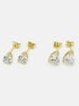 thumb Brass Cubic Zirconia Water Drop Minimalist Stud Earring 0