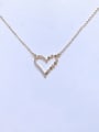 thumb Brass Cubic Zirconia Heart Minimalist Necklace 0