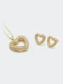 thumb Brass Cubic Zirconia Minimalist Heart  Earring and Necklace Set 0