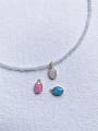 thumb N-DIY-0015 Gemstone Crystal Chain Water Drop Pendant  Minimalist handmade Beaded Necklace 0