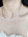thumb N-SHMT-0001 Freshwater Shell Beads  Asymmetrical Chain Handmade Beaded Necklace 3