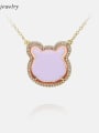 thumb Brass Glass Stone Cat Cute Necklace 1