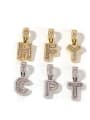 thumb Brass Cubic Zirconia Letter Initials Cuban Chain Necklace 1