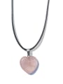 thumb Artificial leather chain Natural Stone Heart Ethnic Necklace 4
