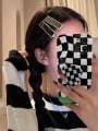 thumb Vintage Acrylic black and white checkerboard Hair Barrette/Multi-Color Optional 3