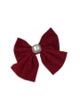 thumb Exquisite  velvet Bow Pearl Hair Clip/New Year Red 0