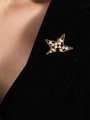 thumb Brass Imitation Pearl Five-Pointed Star Trend Brooch 1