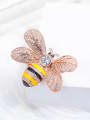 thumb Brass Cubic Zirconia Bee Cute Brooch 0