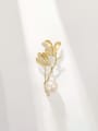 thumb Brass Freshwater Pearl Flower Dainty Brooch 0